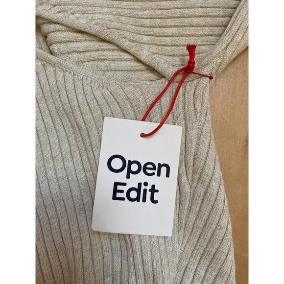 𝅺OPEN Edit BNWT Women Ribbed Mock Neck Sweater Sz Small Cut Out Sparkle - Picture 6 of 9